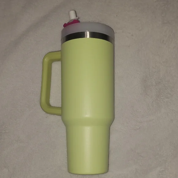 Stanley 40 Oz. Neon Green Travel Mug with Pink Accents - Picture 6 of 8